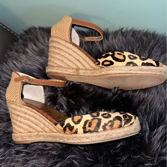 Sam Edelman Harmony Leopard Wedge espadrilles Sandals EUC SZ 9.5 - Picture 4 of 12